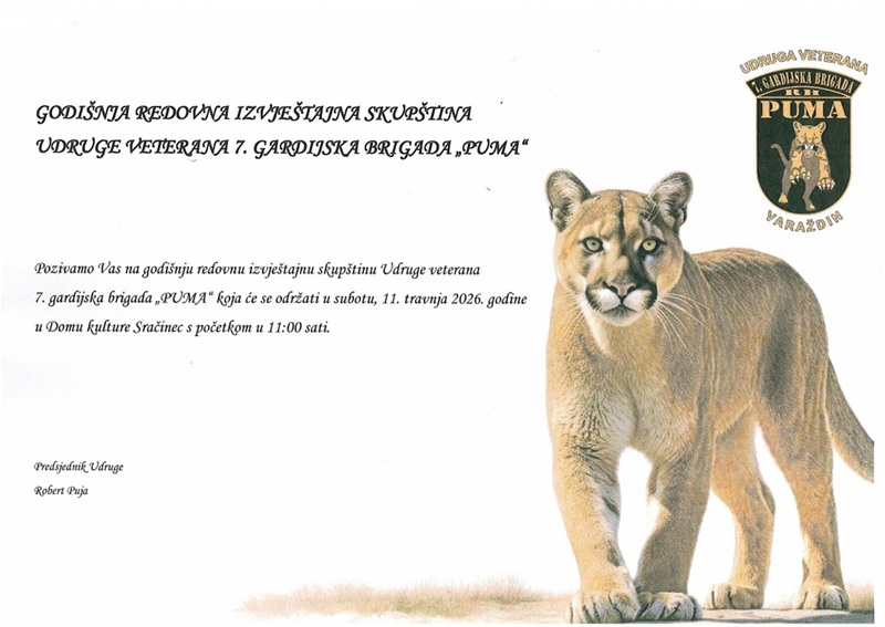 Poziv na godišnju redovnu izvještajnu Skupštinu Udruge veterana 7. gardijska brigada „PUMA“