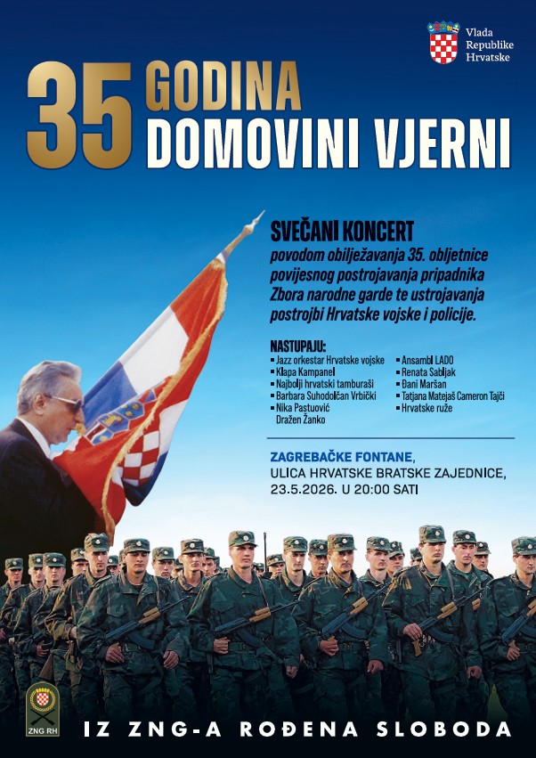 POZIV NA OBILJEŽAVANJE 35. OBLJETNICE POVIJESNOG POSTROJAVANJA PRIPADNIKA ZBORA NARODNE GARDE I 35 GODINA USTOJAVANJA POSTROJBI HV-A I MUP-A